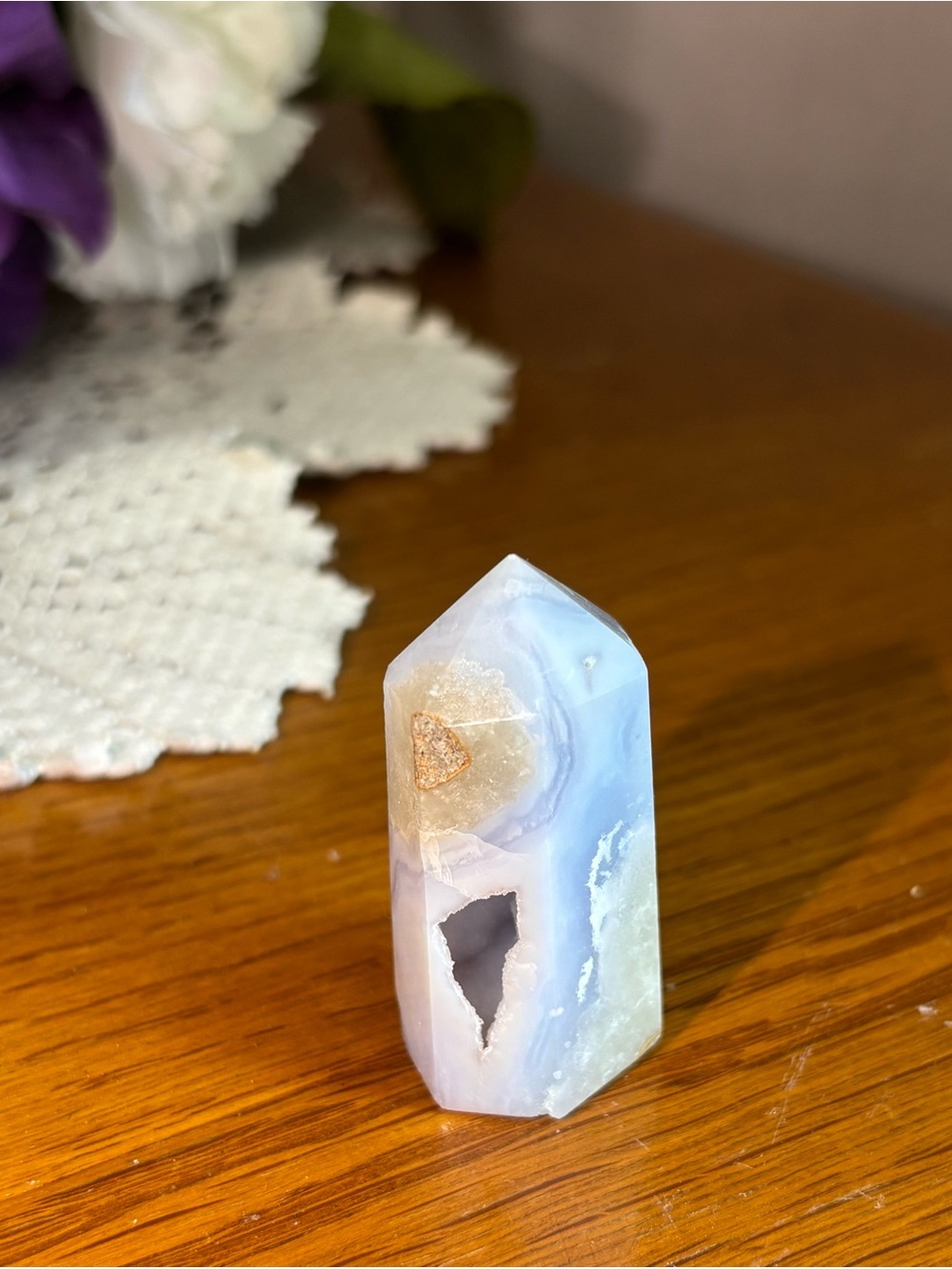 Blue Lace Agate Crystal Tower